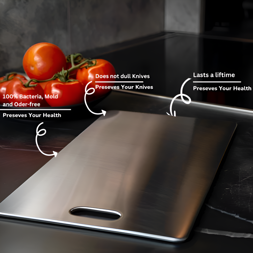 PerfeChop Schneidebrett - Premium Doppelseitiges Schneidebrett aus Edelstahl