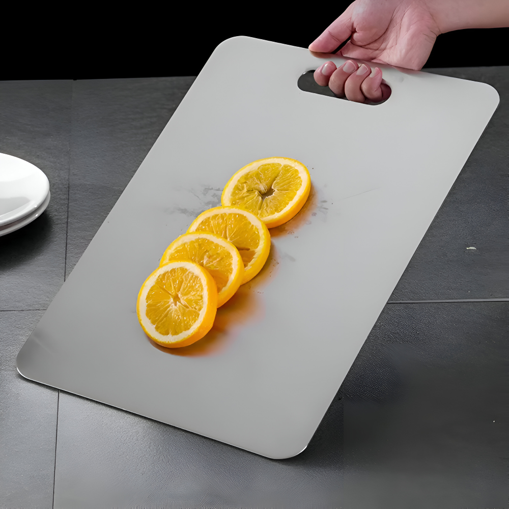 PerfeChop Schneidebrett - Premium Doppelseitiges Schneidebrett aus Edelstahl