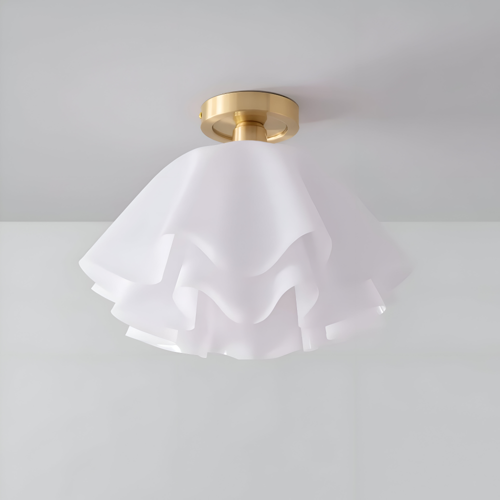 PetalPleat Deckenleuchte - Weiße Blume Acryl Deckenleuchte - Semi Flush Beleuchtung