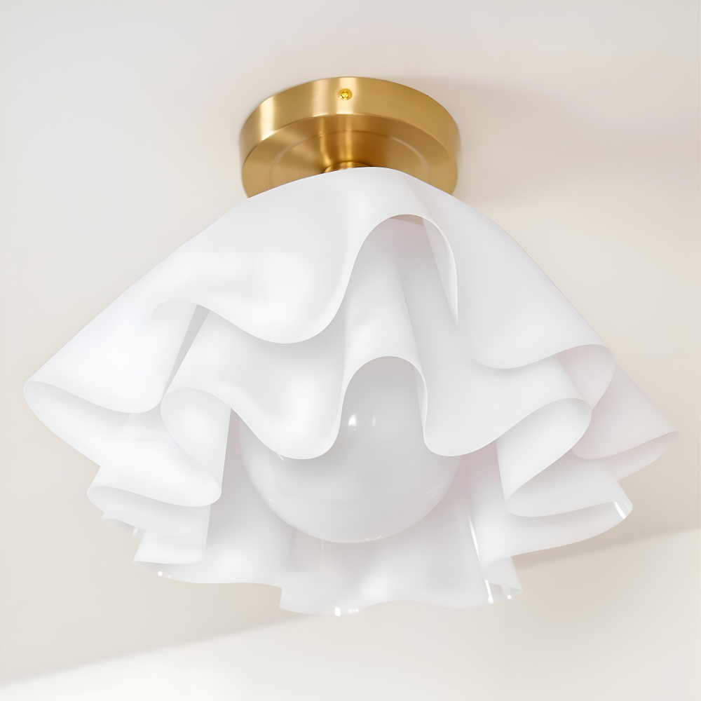 PetalPleat Deckenleuchte - Weiße Blume Acryl Deckenleuchte - Semi Flush Beleuchtung