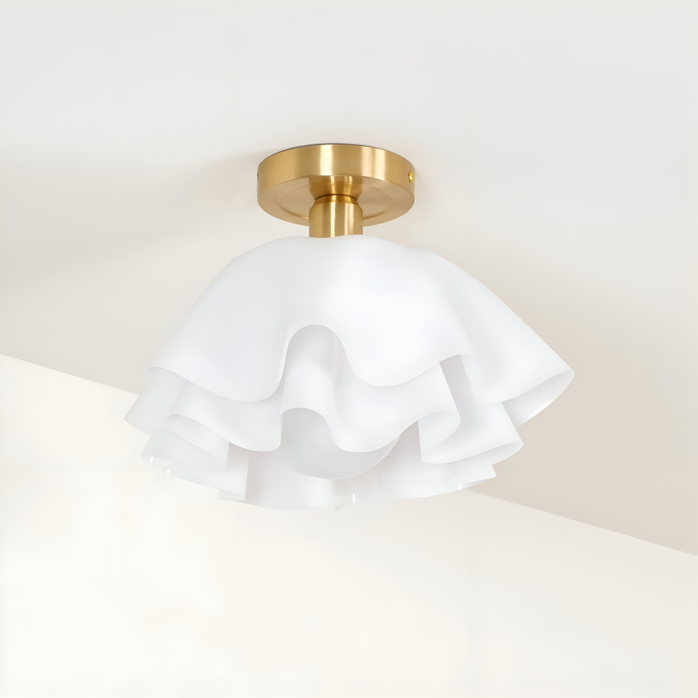 PetalPleat Deckenleuchte - Weiße Blume Acryl Deckenleuchte - Semi Flush Beleuchtung