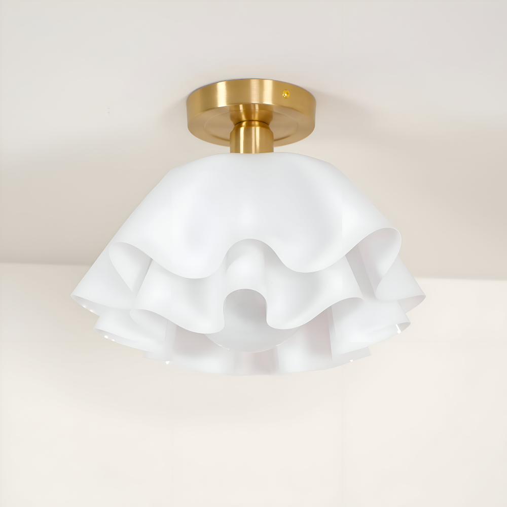 PetalPleat Deckenleuchte - Weiße Blume Acryl Deckenleuchte - Semi Flush Beleuchtung