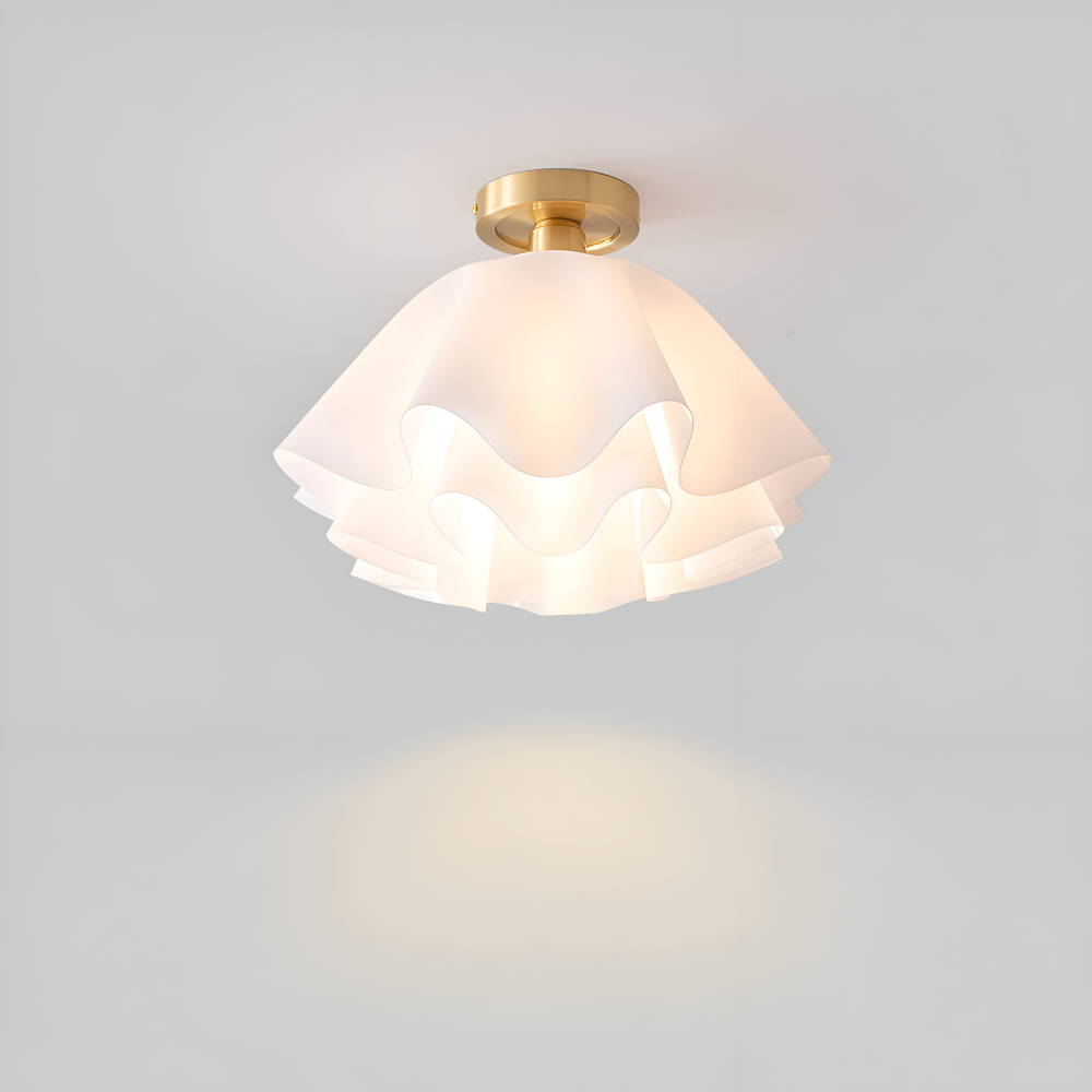 PetalPleat Deckenleuchte - Weiße Blume Acryl Deckenleuchte - Semi Flush Beleuchtung
