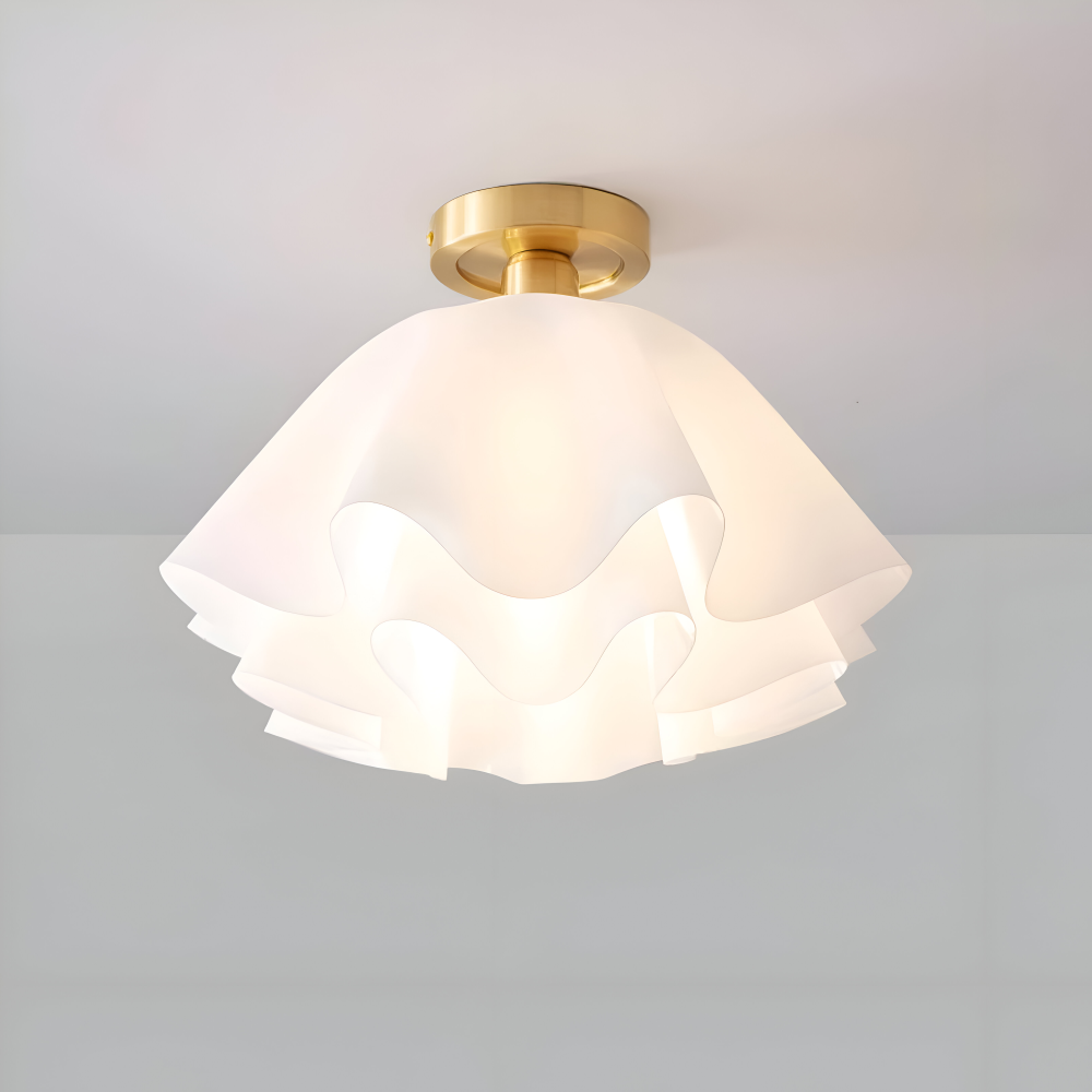 PetalPleat Deckenleuchte - Weiße Blume Acryl Deckenleuchte - Semi Flush Beleuchtung