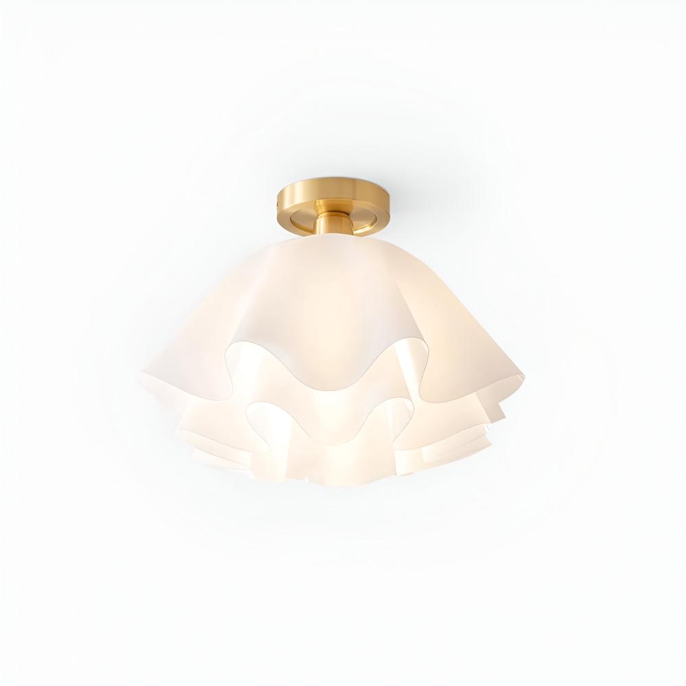PetalPleat Deckenleuchte - Weiße Blume Acryl Deckenleuchte - Semi Flush Beleuchtung