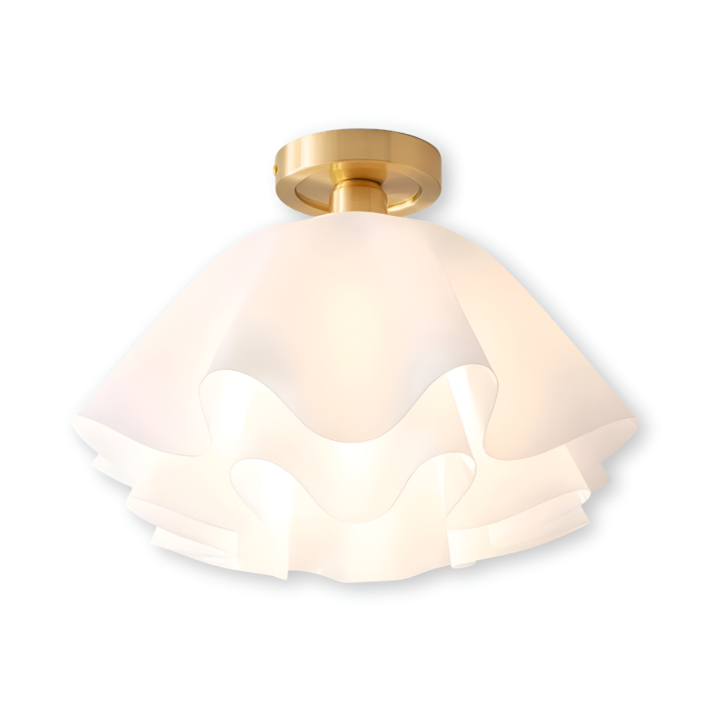 PetalPleat Deckenleuchte - Weiße Blume Acryl Deckenleuchte - Semi Flush Beleuchtung