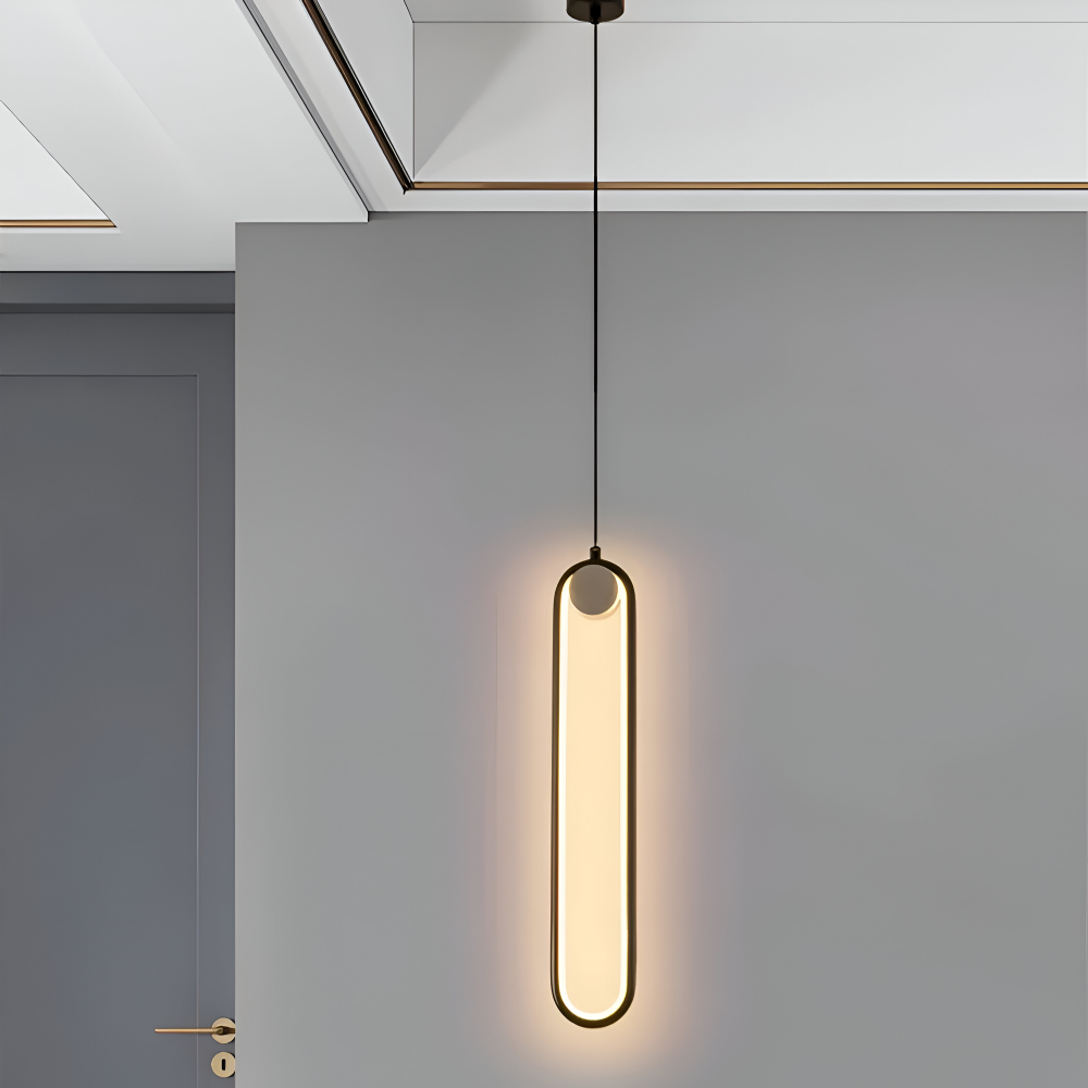 PinOval Pendelleuchte - Schwarzes Aluminium, Längliche LED Hängelampe