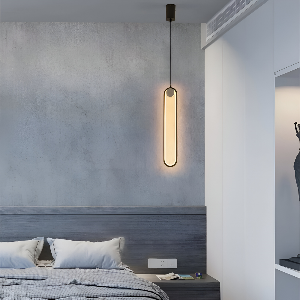 PinOval Pendelleuchte - Schwarzes Aluminium, Längliche LED Hängelampe