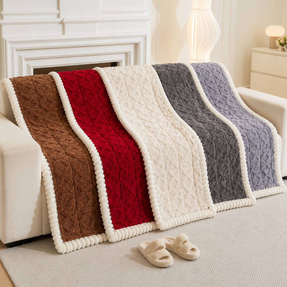 Plüsch Sofa Sitzauflage Rutschfest – Warmer Sofaschoner mit Strukturmuster für Couch, Sofa & Wohnzimmer