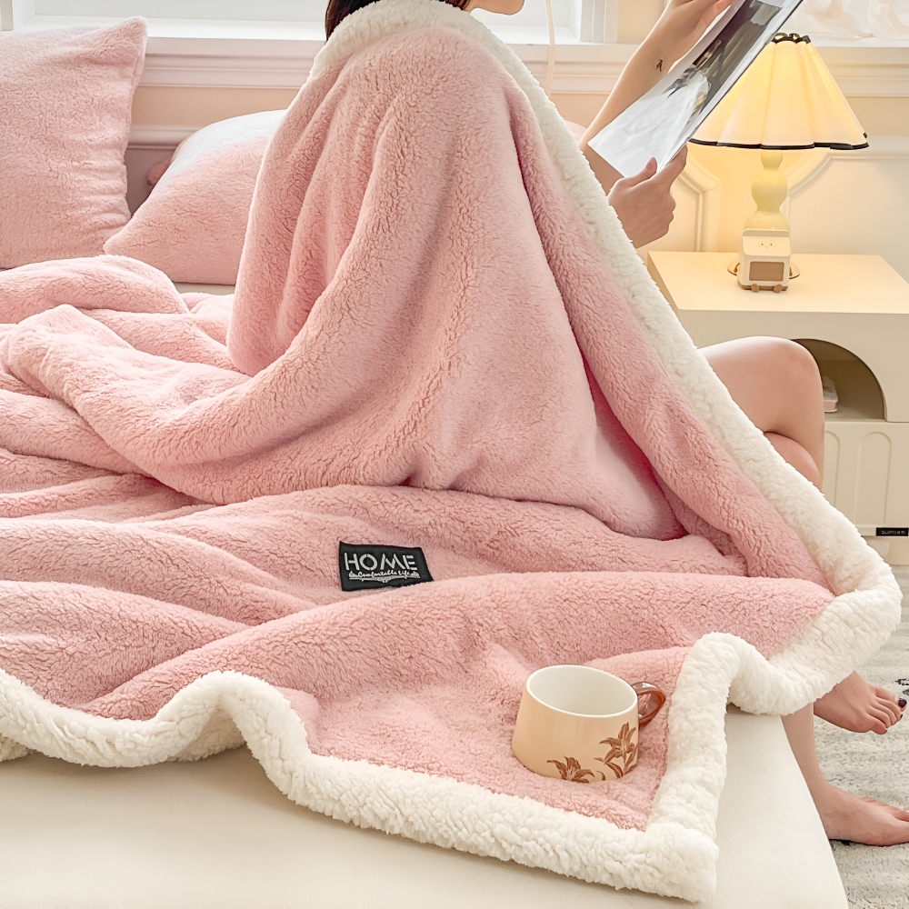 Plüsch Doppel Schicht Faux Schafsfell Kusheldecke - Weiche und Warme Grau & Weiße Streifen Decke