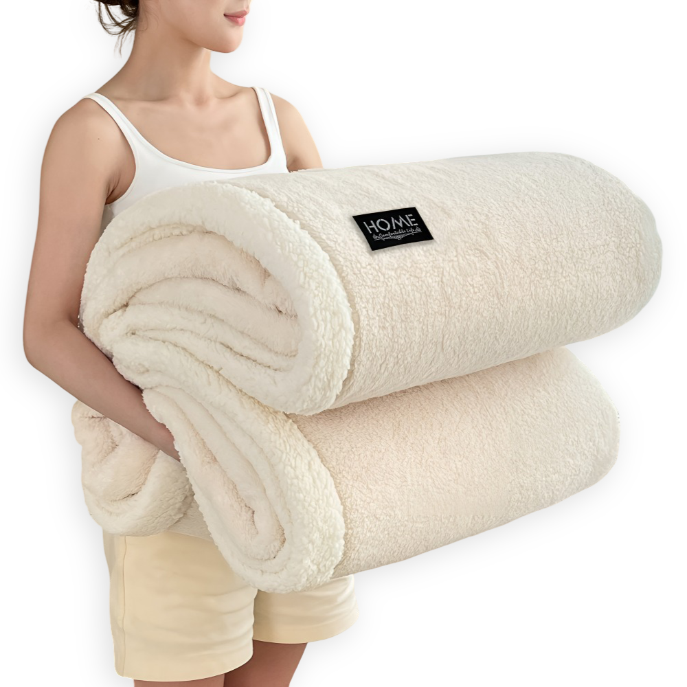 Plüsch Doppel Schicht Faux Schafsfell Kusheldecke - Weiche und Warme Grau & Weiße Streifen Decke