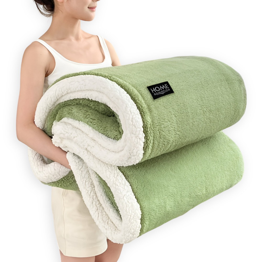 Plüsch Doppel Schicht Faux Schafsfell Kusheldecke - Weiche und Warme Grau & Weiße Streifen Decke