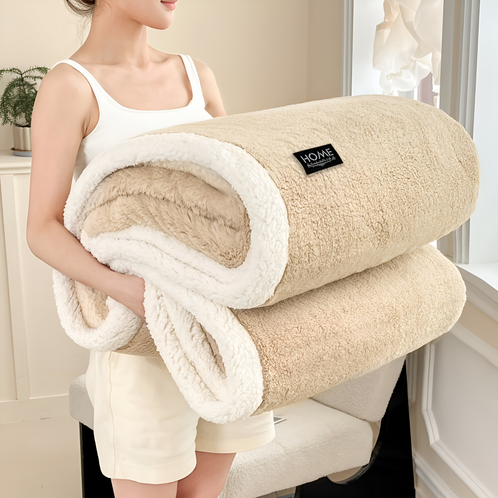 Plüsch Doppel Schicht Faux Schafsfell Kusheldecke - Weiche und Warme Grau & Weiße Streifen Decke