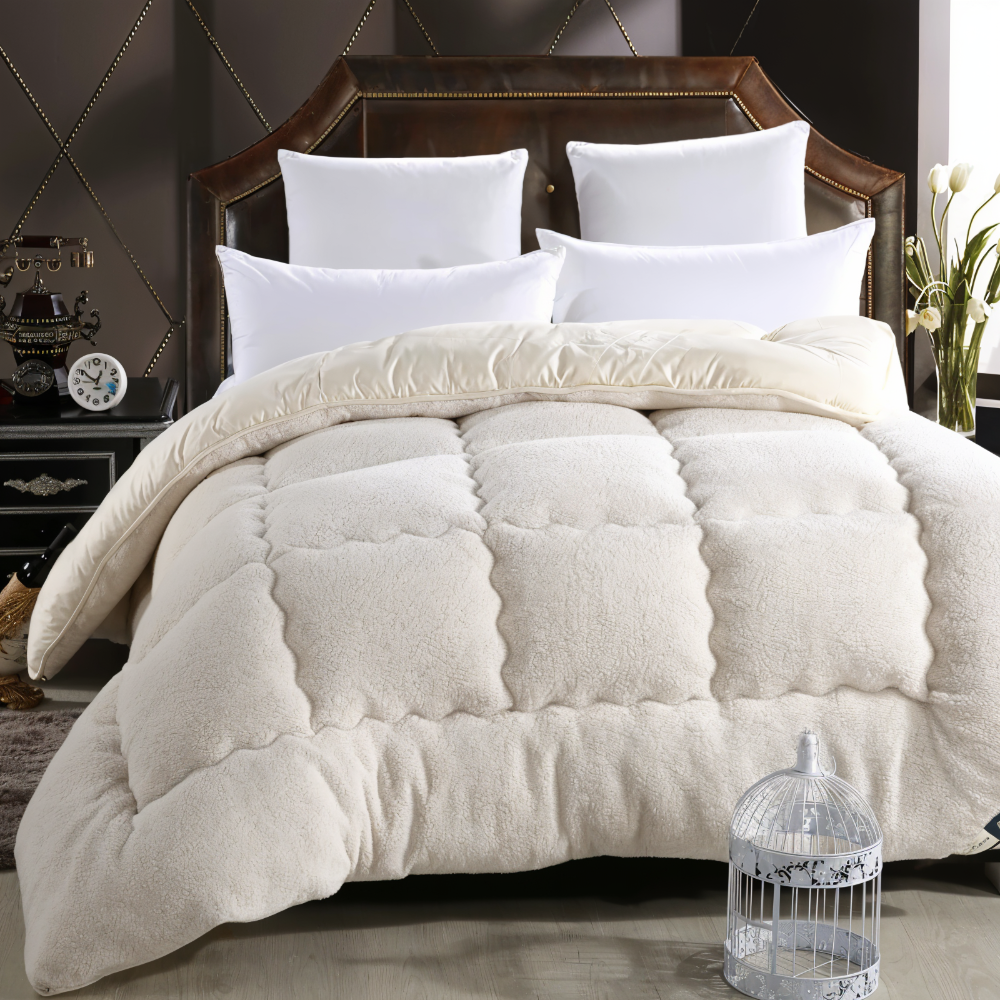 PlushFluff Bettbezug - Weiche dicke Winter Wolle Stoff Bettdecke