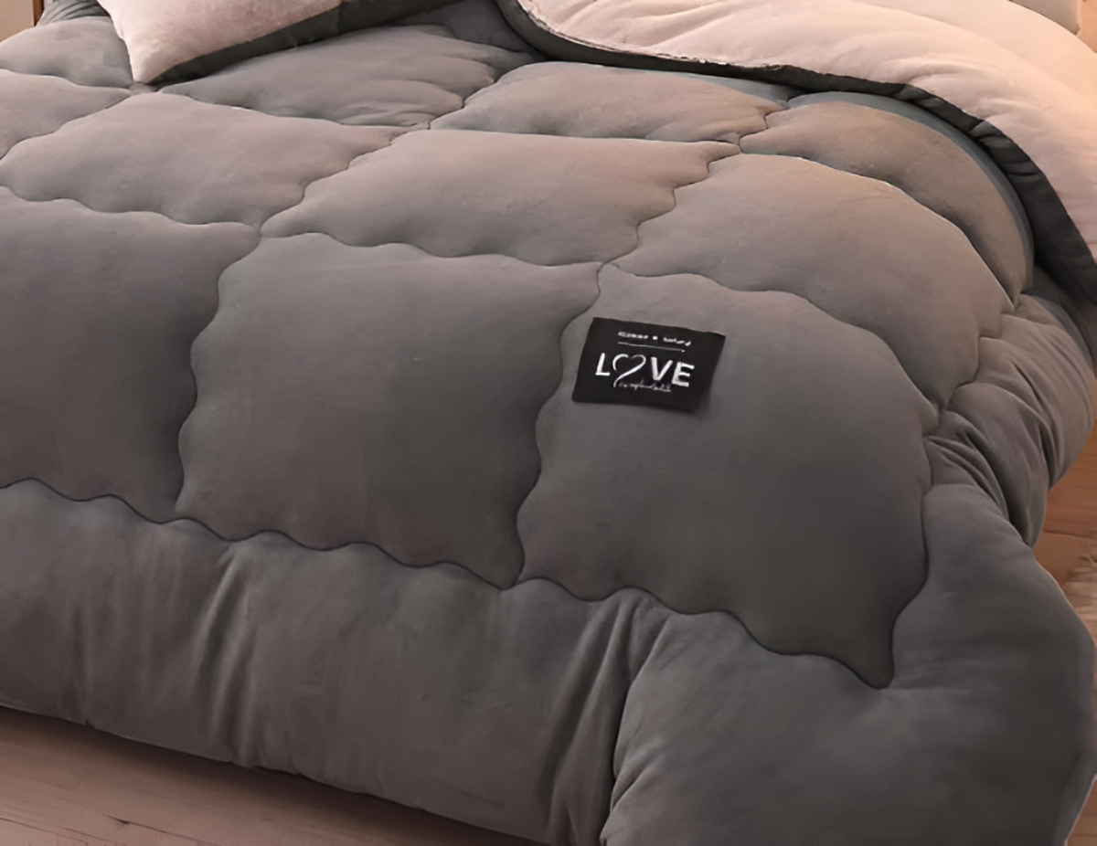 PlushFluff Bettbezug - Weiche dicke Winter Wolle Stoff Bettdecke