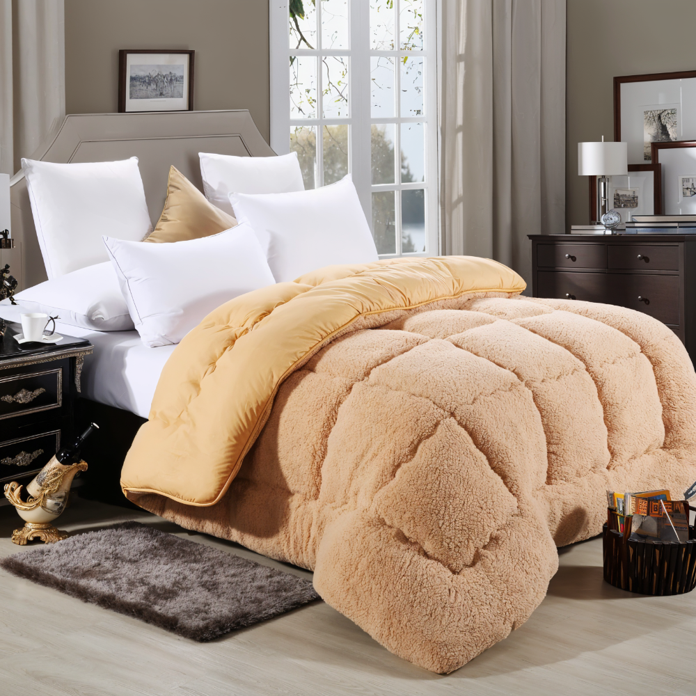 PlushFluff Bettbezug - Weiche dicke Winter Wolle Stoff Bettdecke