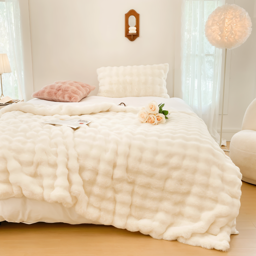 PlushHue Plaid - Weiche Kunstpelz Fleecedecke - Gradient Thick Heated Blanket