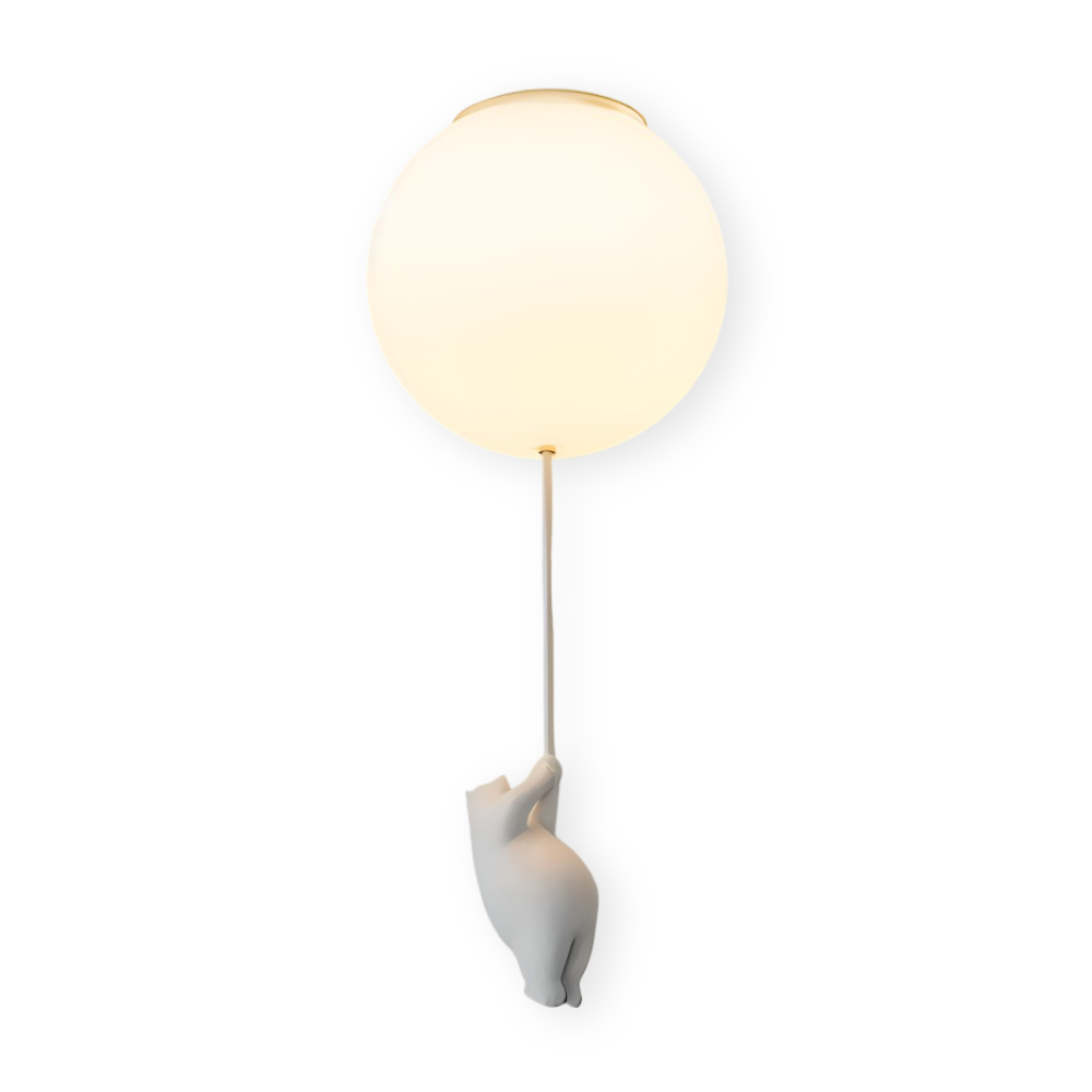 PolarLoon Pendelleuchte - Verspielte Harz & Acryl Weiß Luftballon Bär Hängelampe
