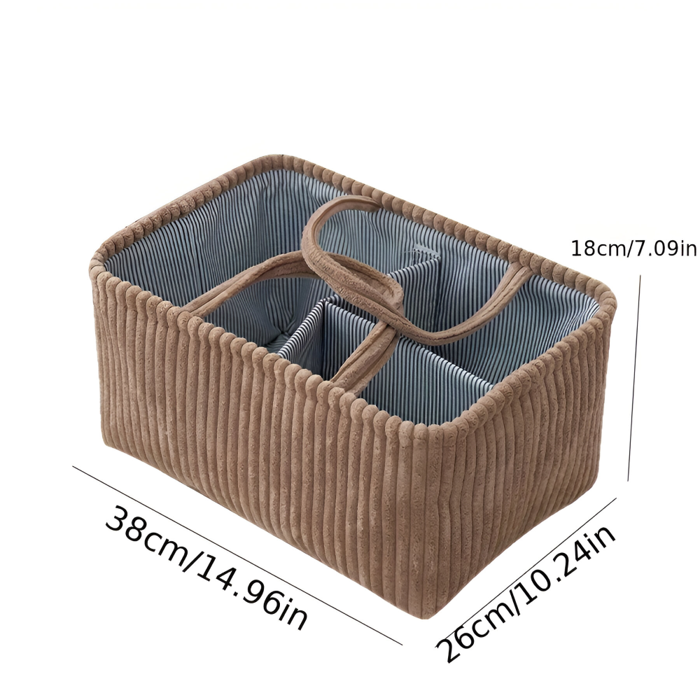 Aufbewahrungskorb aus Polyester (38x26x18cm) – Windelorganizer & Baby-Korb mit Fächern