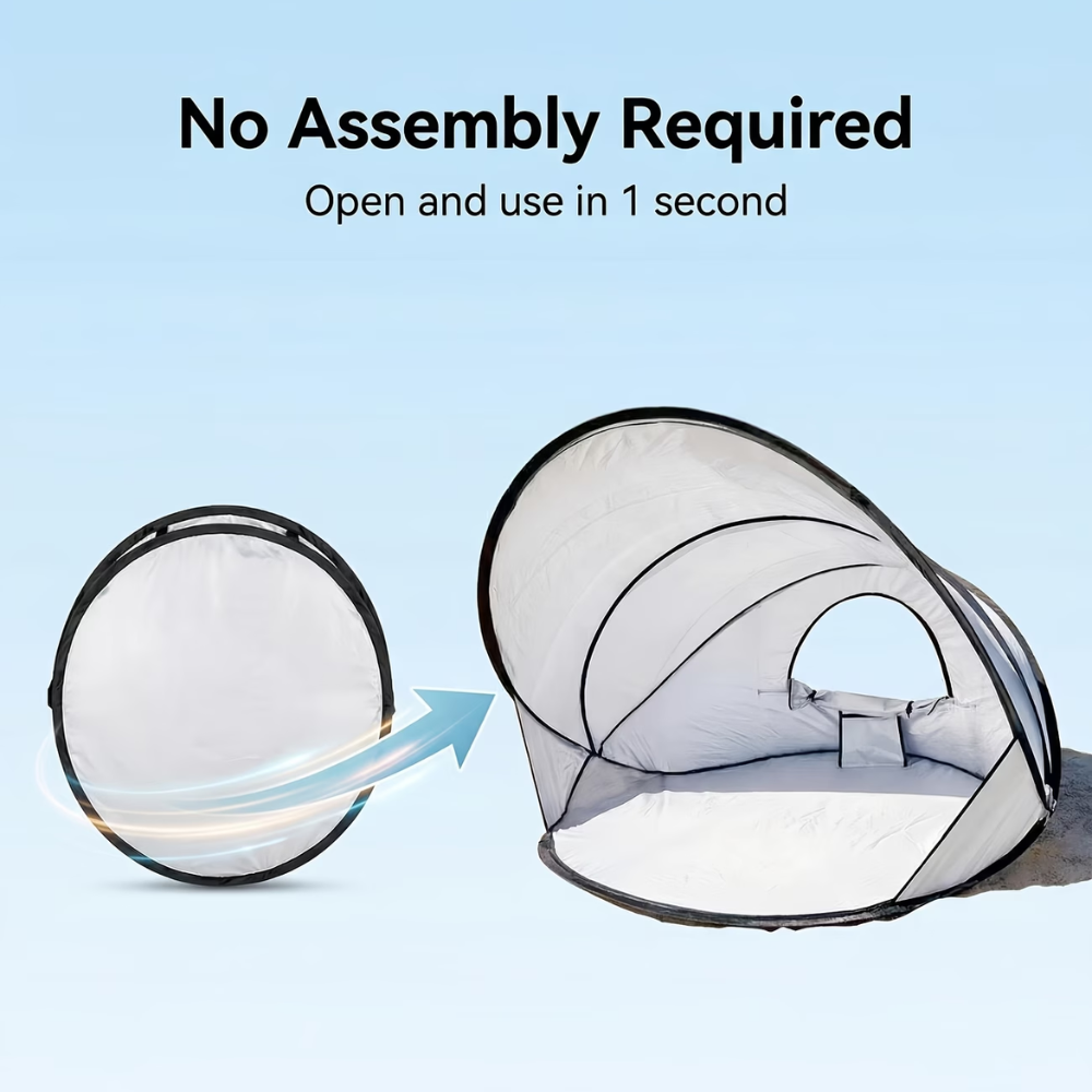 Pop-Up Strandmuschel für 2-3 Personen – Automatisches Strandzelt mit Sonnenschutz, Tragetasche, Heringen & Abspannseilen