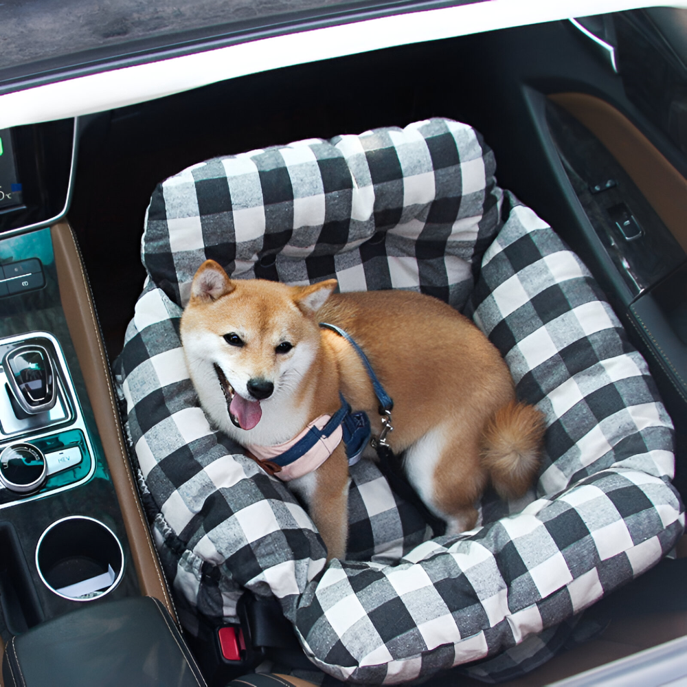 Portabler Hundesitz für das Auto - Autositz für Hunde - Premium Haustier Reisebett