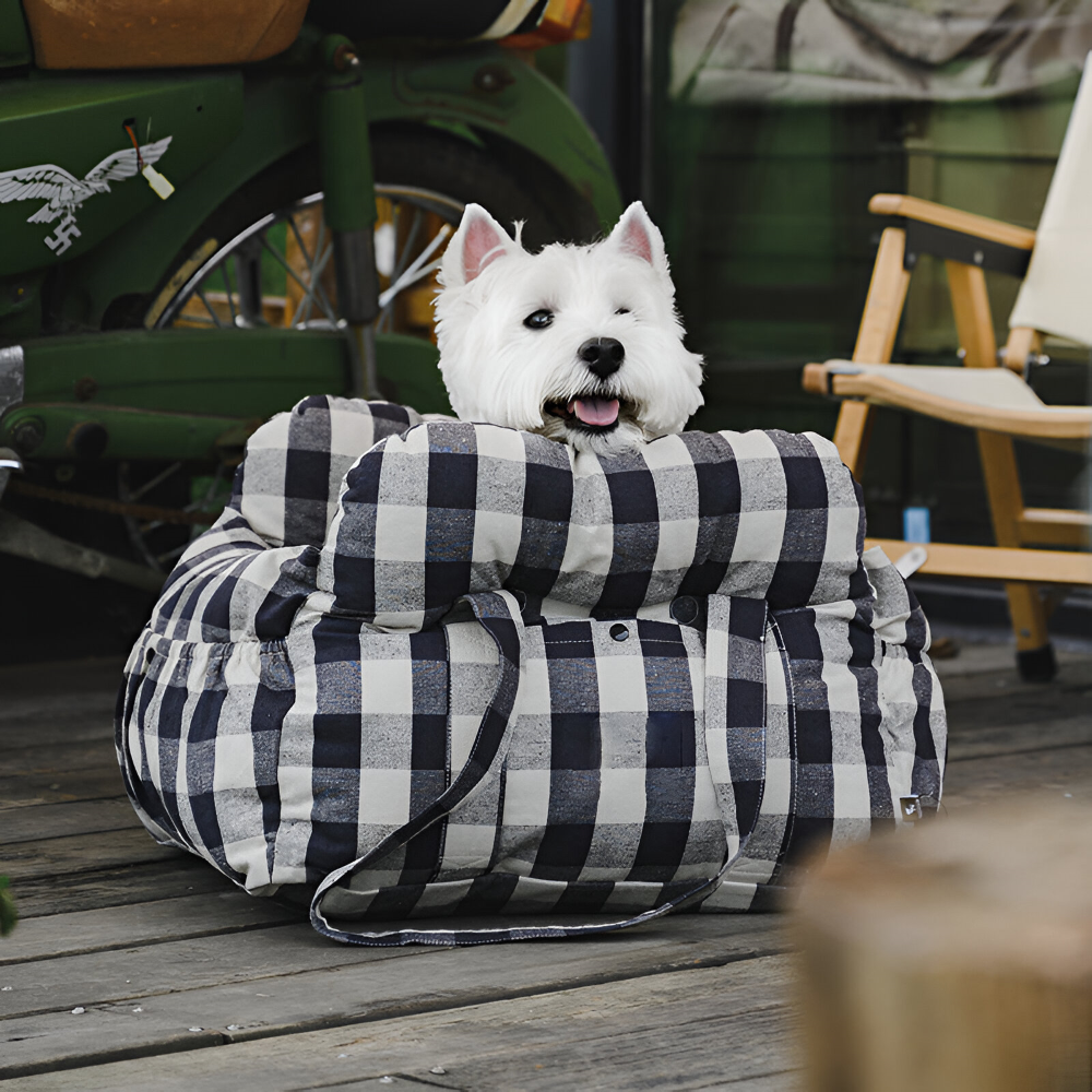 Portabler Hundesitz für das Auto - Autositz für Hunde - Premium Haustier Reisebett