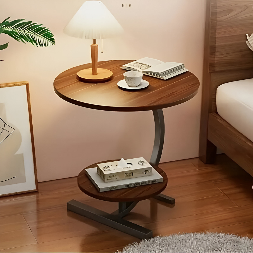 Tragbarer Mini Beistelltisch mit Doppelter Schicht - Stilvolles Wohnaccessoire