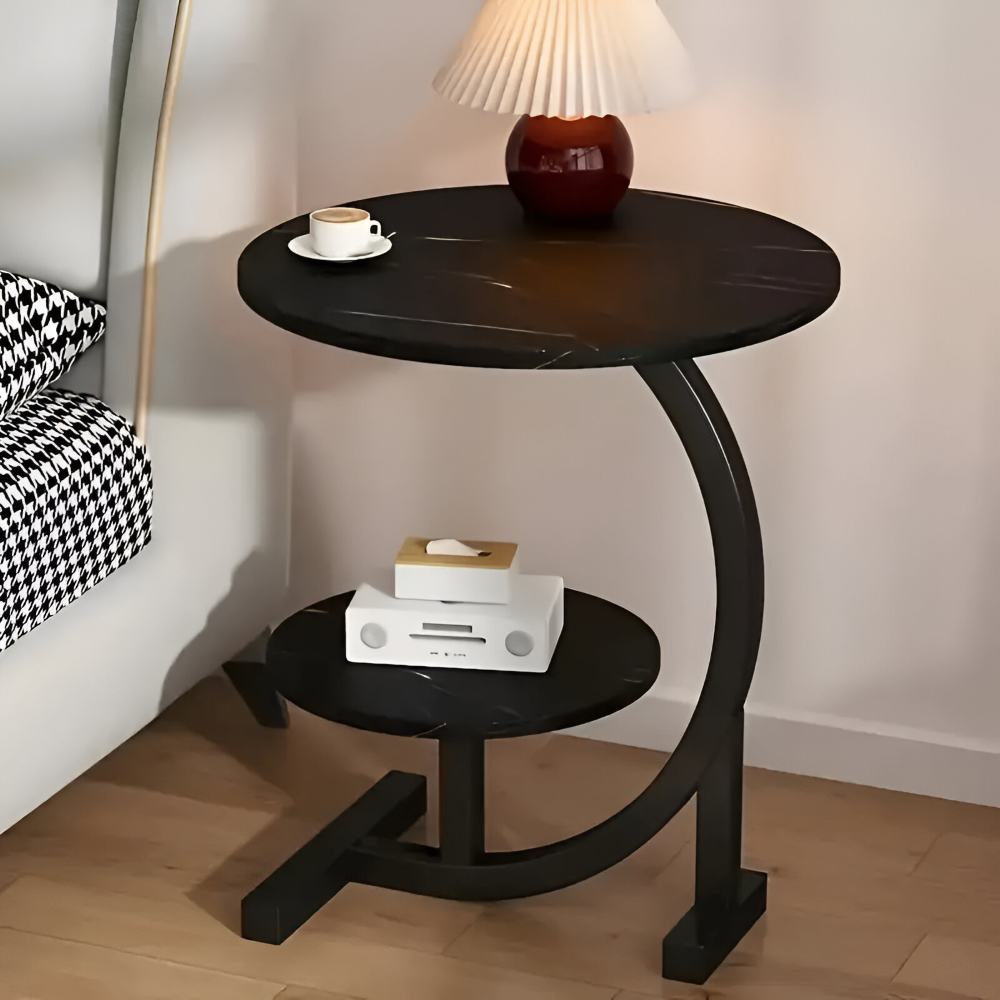Tragbarer Mini Beistelltisch mit Doppelter Schicht - Stilvolles Wohnaccessoire