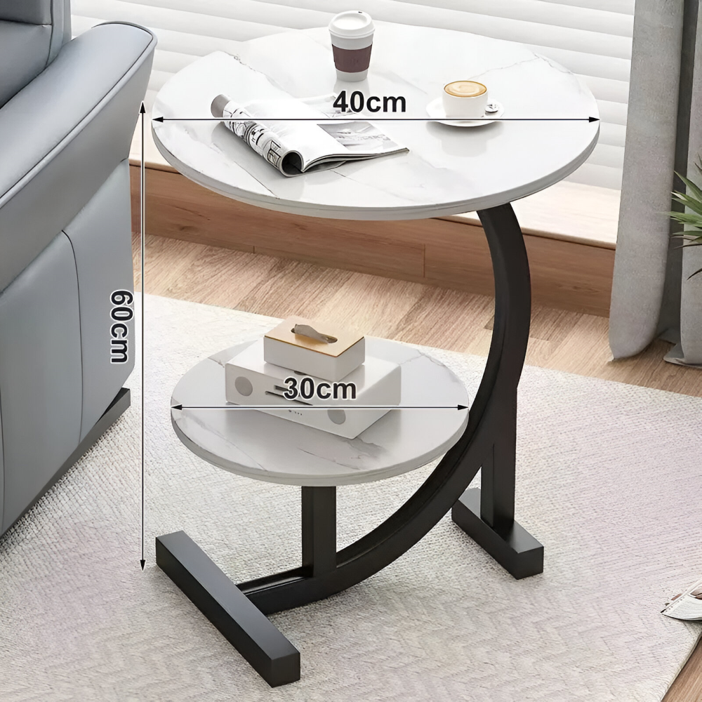 Tragbarer Mini Beistelltisch mit Doppelter Schicht - Stilvolles Wohnaccessoire