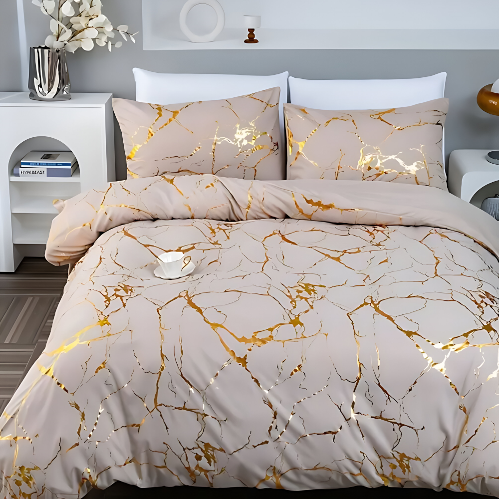 Premium Marmor Muster Bettdecke Set für Ultimativen Komfort