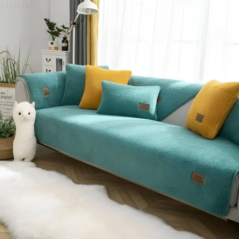 Premium Plüsch Sofabezug Rutschfest - Weicher Polyester Couchbezug