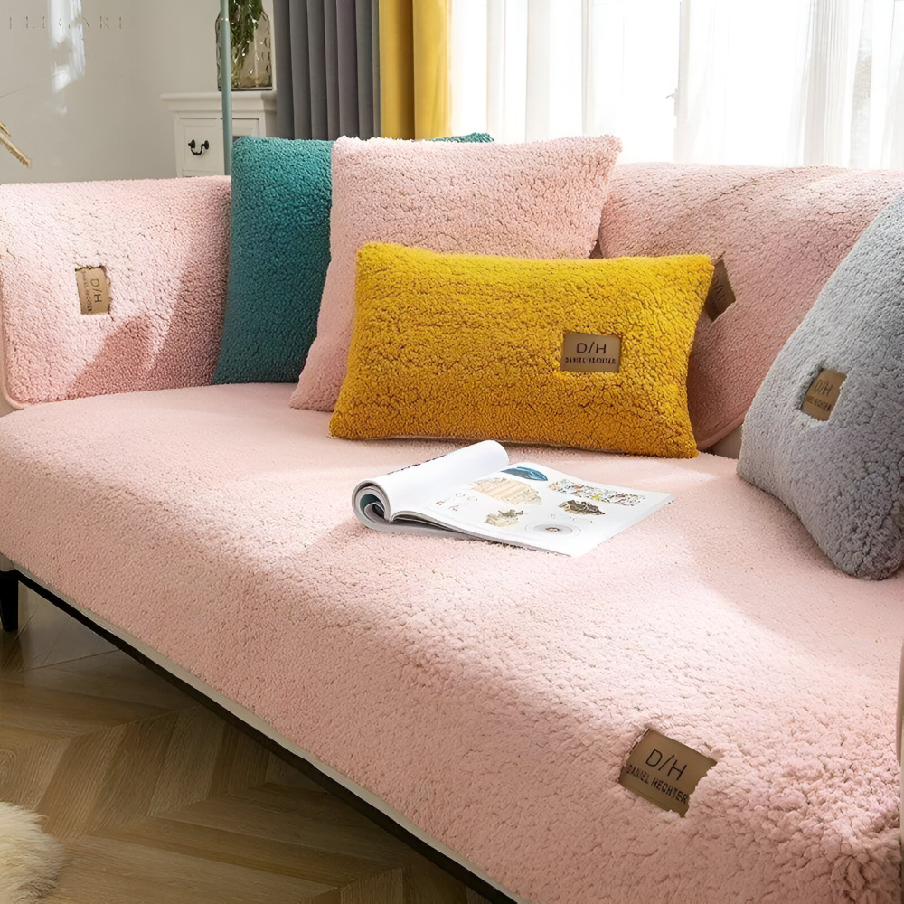 Premium Plüsch Sofabezug Rutschfest - Weicher Polyester Couchbezug