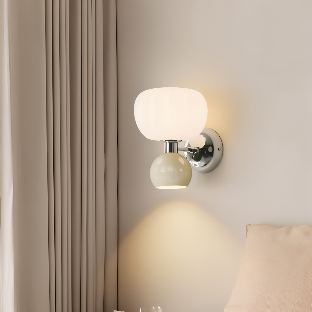 Pumpk Wandleuchte - Creme Kürbis Wandlampe - Wandlampe Design für Schlafzimmer - Minimalistische Wandleuchten LED