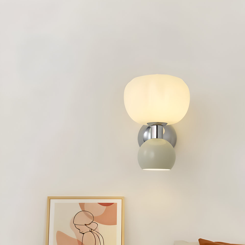 Pumpk Wandleuchte - Creme Kürbis Wandlampe - Wandlampe Design für Schlafzimmer - Minimalistische Wandleuchten LED