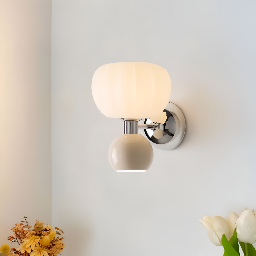 Pumpk Wandleuchte - Creme Kürbis Wandlampe - Wandlampe Design für Schlafzimmer - Minimalistische Wandleuchten LED