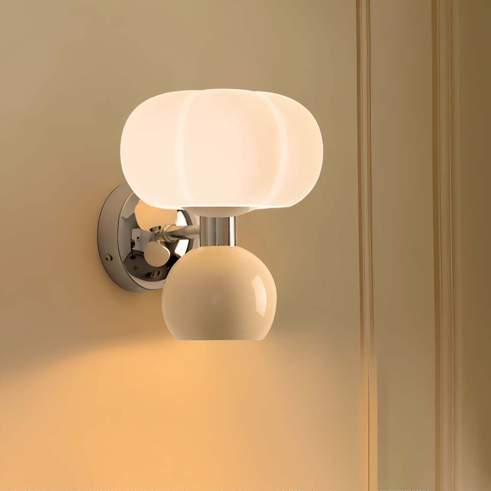 Pumpk Wandleuchte - Creme Kürbis Wandlampe - Wandlampe Design für Schlafzimmer - Minimalistische Wandleuchten LED
