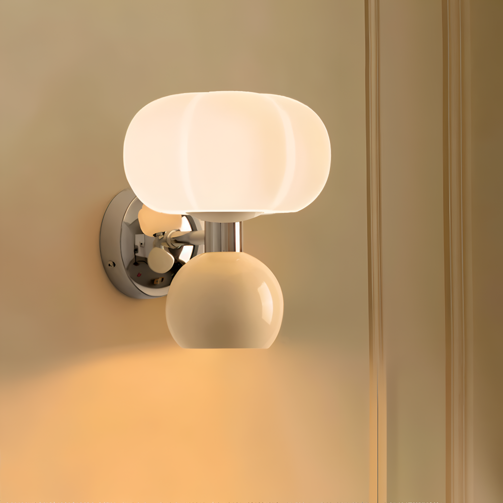 Pumpk Wandleuchte - Creme Kürbis Wandlampe - Wandlampe Design für Schlafzimmer - Minimalistische Wandleuchten LED