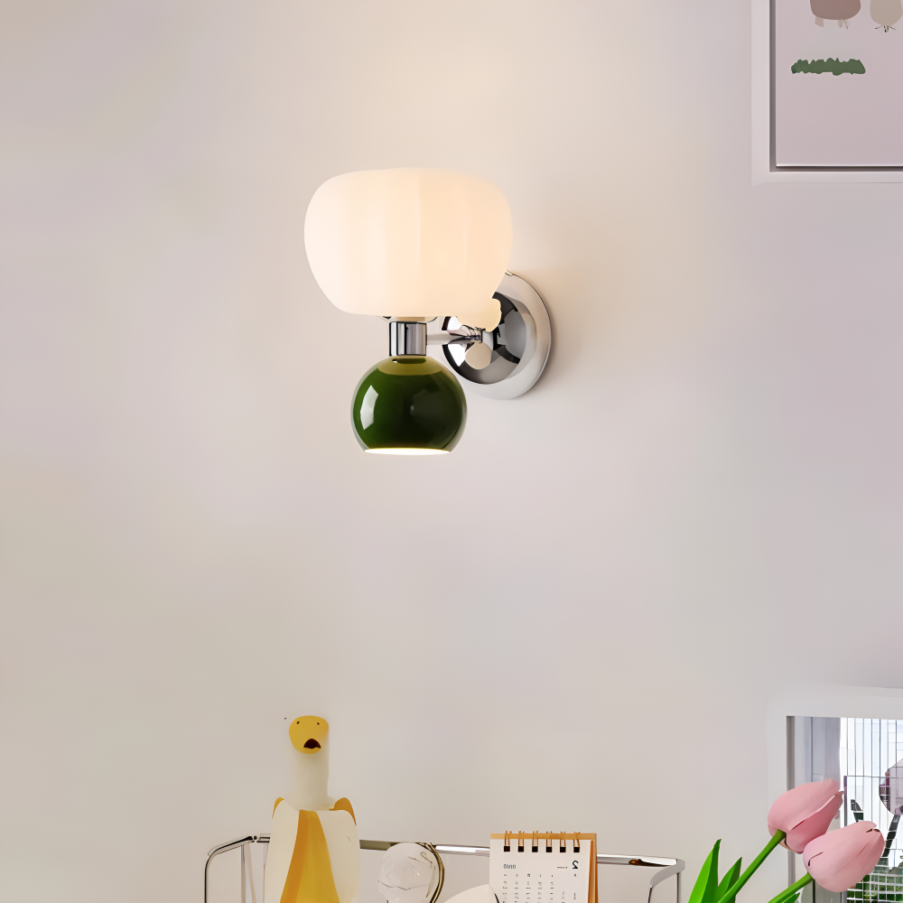 Pumpk Wandleuchte - Creme Kürbis Wandlampe - Wandlampe Design für Schlafzimmer - Minimalistische Wandleuchten LED