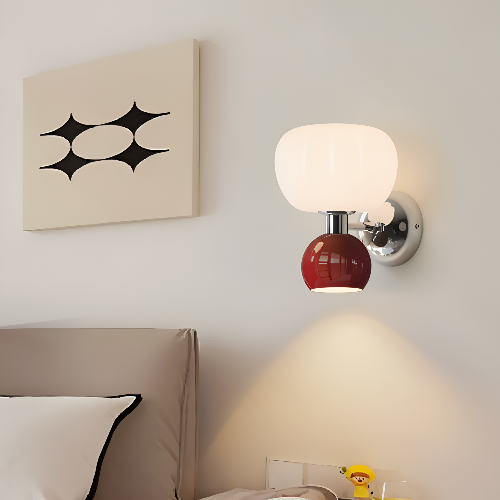 Pumpk Wandleuchte - Creme Kürbis Wandlampe - Wandlampe Design für Schlafzimmer - Minimalistische Wandleuchten LED