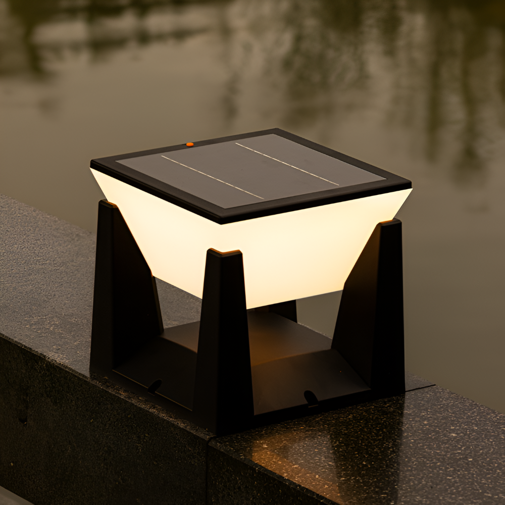 QuadreShine - Schwarze Quadratische Solarlampe Garten - Wetterfeste Gartenbeleuchtung