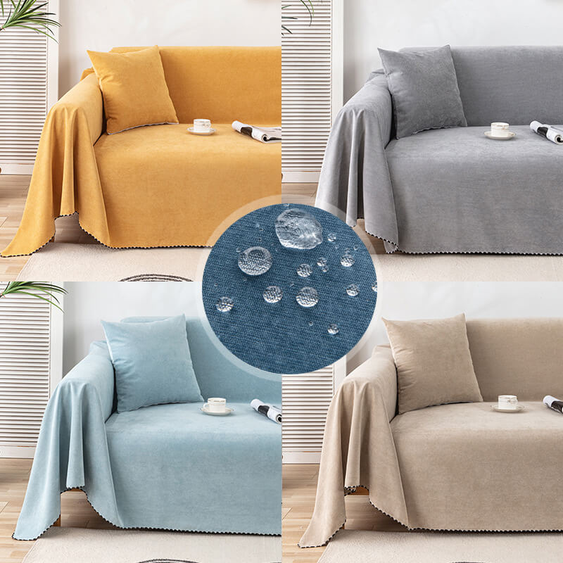 Raffinierter Sofaüberwurf 180x130 cm – Schmutzabweisender Dunkelblauer Cord für die Couch 1