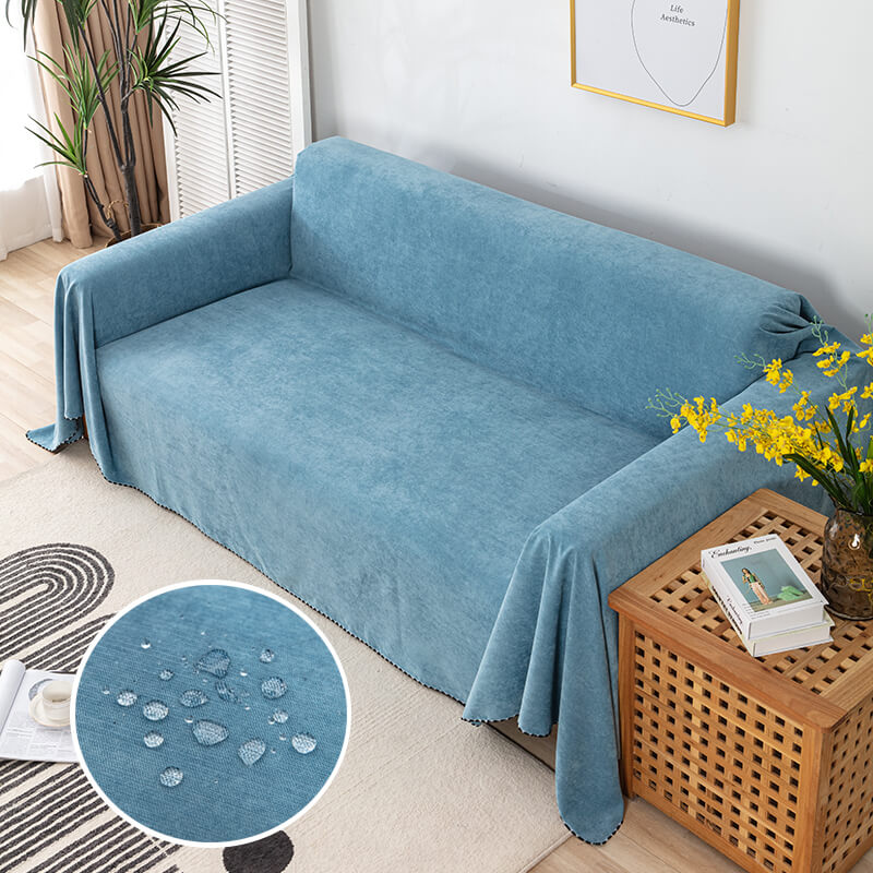 Raffinierter Sofaüberwurf 180x130 cm – Schmutzabweisender Dunkelblauer Cord für die Couch 4