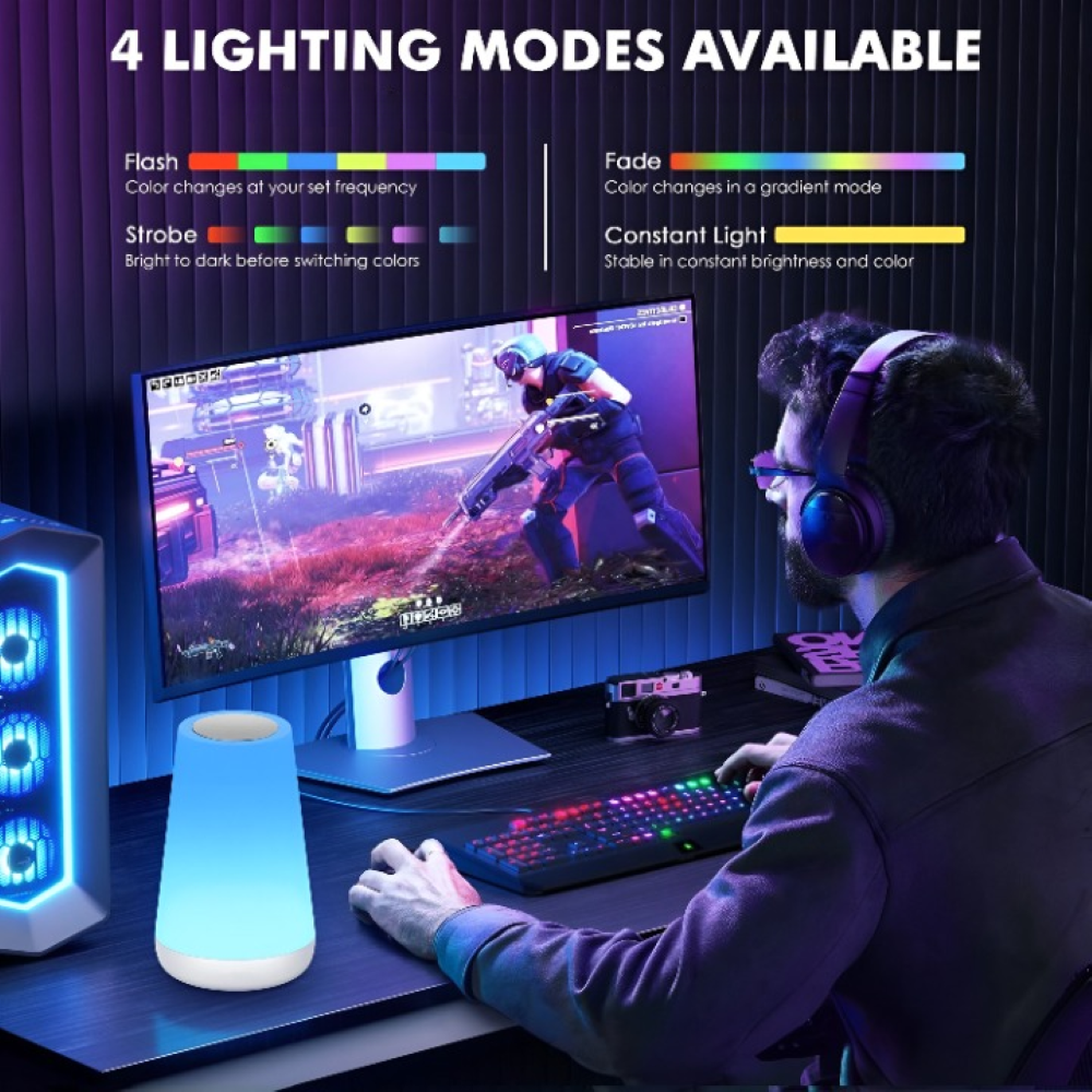 Wiederaufladbare RGB LED Tischlampe mit Fernbedienung - 13 Farben Wechselnde Kabellose Tischlampe