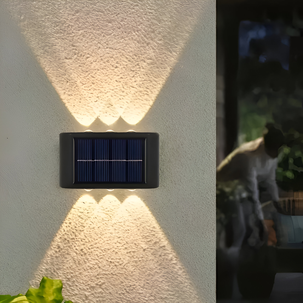 RectaSolaria Wandleuchte - 2/4 Stück IP65 Wasserdichte 6LED Solar Lampe Garten - Auf und Ab Außenbeleuchtung