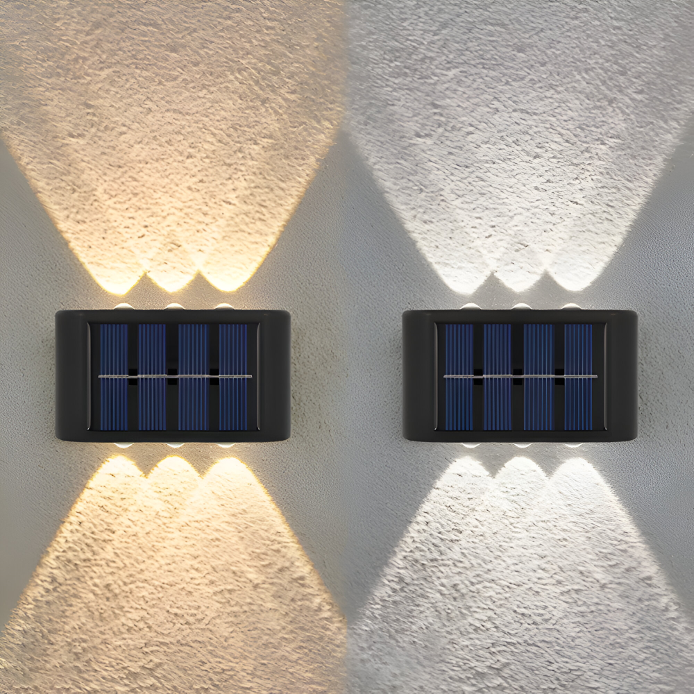 RectaSolaria Wandleuchte - 2/4 Stück IP65 Wasserdichte 6LED Solar Lampe Garten - Auf und Ab Außenbeleuchtung