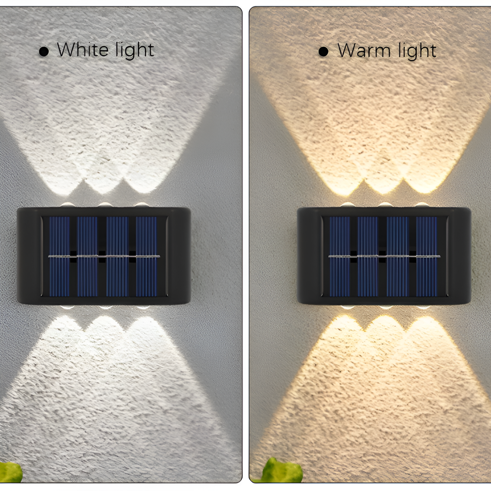 RectaSolaria Wandleuchte - 2/4 Stück IP65 Wasserdichte 6LED Solar Lampe Garten - Auf und Ab Außenbeleuchtung