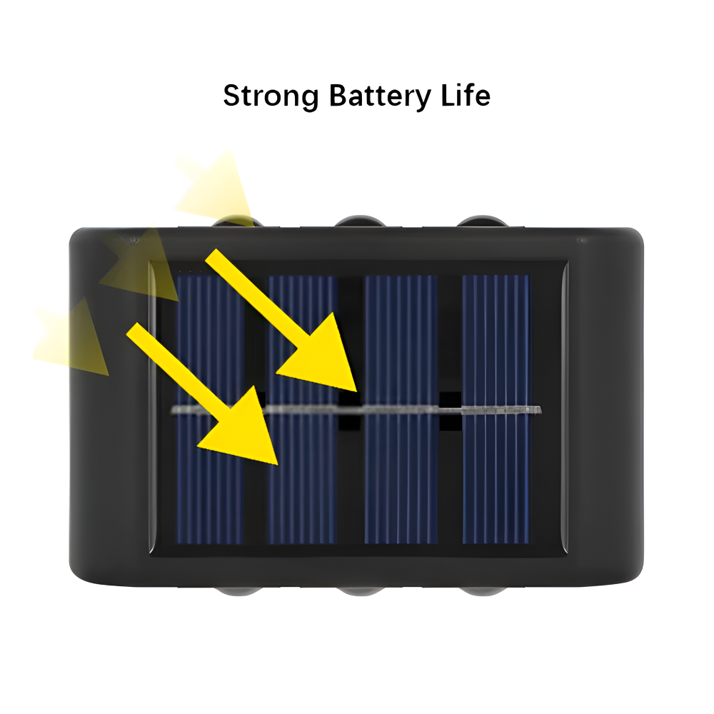 RectaSolaria Wandleuchte - 2/4 Stück IP65 Wasserdichte 6LED Solar Lampe Garten - Auf und Ab Außenbeleuchtung