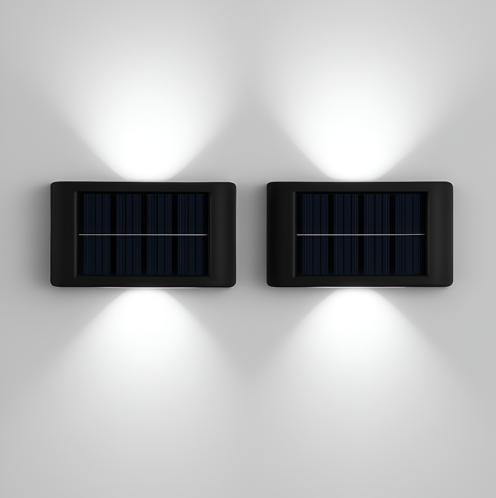 RectaSolaria Wandleuchte - 2/4 Stück IP65 Wasserdichte 6LED Solar Lampe Garten - Auf und Ab Außenbeleuchtung