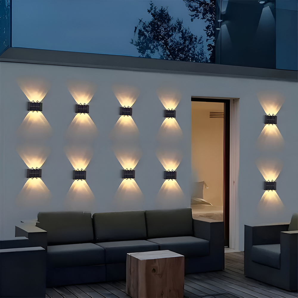 RectaSolaria Wandleuchte - 2/4 Stück IP65 Wasserdichte 6LED Solar Lampe Garten - Auf und Ab Außenbeleuchtung