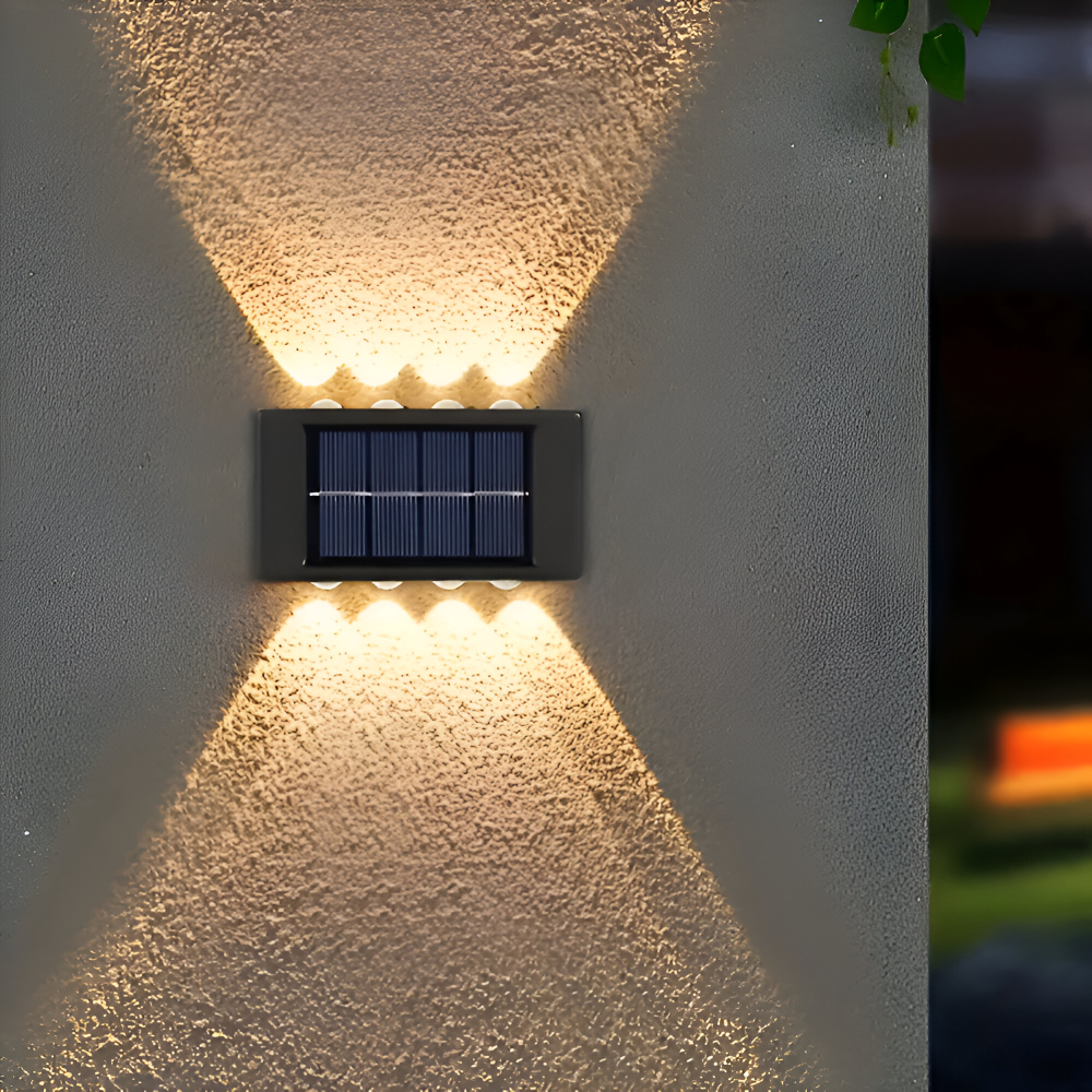 RectaSolaria Wandleuchte - 2/4 Stück IP65 Wasserdichte 6LED Solar Lampe Garten - Auf und Ab Außenbeleuchtung